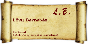 Lővy Barnabás névjegykártya